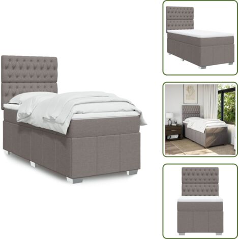 Cabecero ajustable - vidaXL Cama box spring con colchón tela gris taupe 80x200 cm - Colchón ensacado