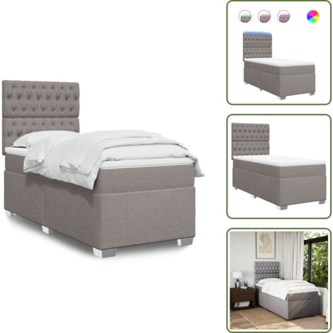 Cabecero ajustable - vidaXL Cama box spring con colchón tela gris taupe 80x200 cm - Colchón ensacado