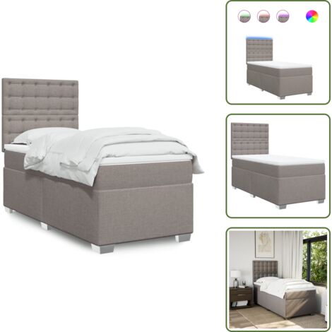 Cabecero ajustable - vidaXL Cama box spring con colchón tela gris taupe 80x200 cm - Colchón ensacado
