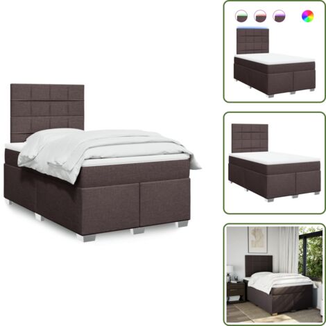 Cabecero ajustable - vidaXL Cama box spring con colchón tela marrón oscuro 120x190 cm - Colchón de muelles