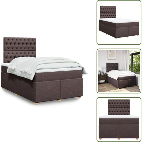 Cabecero ajustable - vidaXL Cama box spring con colchón tela marrón oscuro 120x190 cm - Colchón ensacado