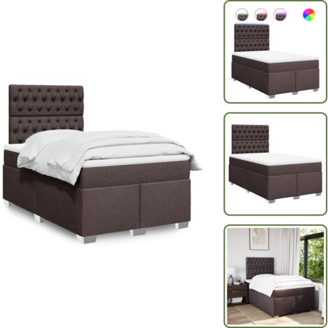 Cabecero ajustable - vidaXL Cama box spring con colchón tela marrón oscuro 120x200 cm - Colchón de muelles