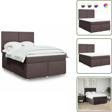 Cabecero ajustable - vidaXL Cama box spring con colchón tela marrón oscuro 160x200 cm - Colchón de muelles