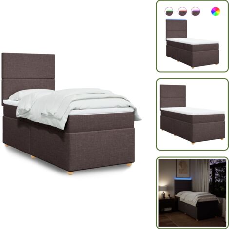 Cabecero ajustable - vidaXL Cama box spring con colchón tela marrón oscuro 90x200 cm - Colchón ensacado