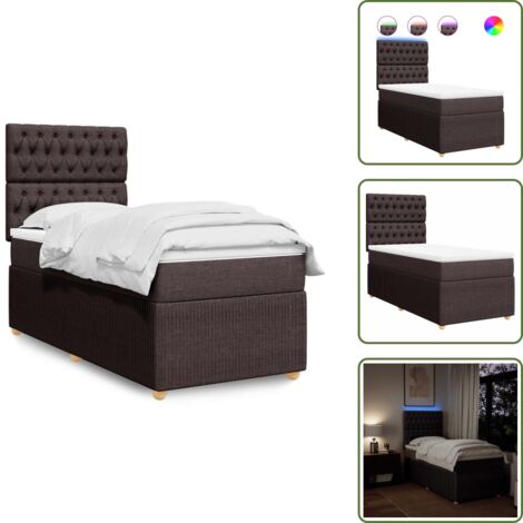 Cabecero ajustable - vidaXL Cama box spring con colchón tela marrón oscuro 90x200 cm - Colchón ensacado
