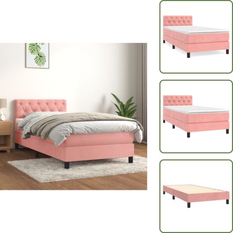 Cabecero ajustable - vidaXL Cama box spring con colchón terciopelo rosa 80x200 cm - Colchón de espuma