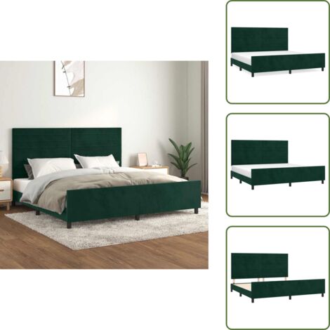 Cabecero ajustable - vidaXL Estructura cama sin colchón terciopelo verde oscuro 200x200 cm - Cama con patas