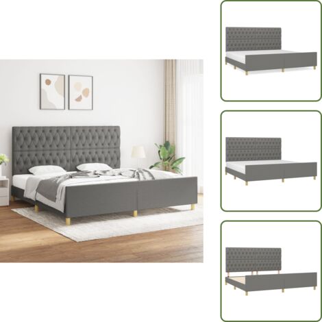 Cabecero ajustable - vidaXL Estructura de cama con cabecero tela gris oscuro 200x200 cm - Cama con patas