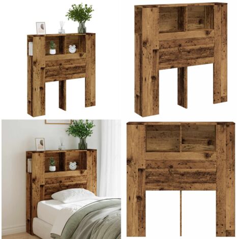 Cabecero armario madera ingeniería envejecida 100x18,5x102,5 cm - Madera envejecida - Almacenamiento
