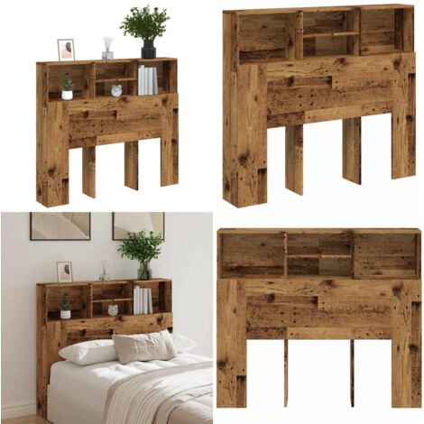 Cabecero armario madera ingeniería envejecida 120x19x103,5 cm - Madera envejecida - Almacenamiento