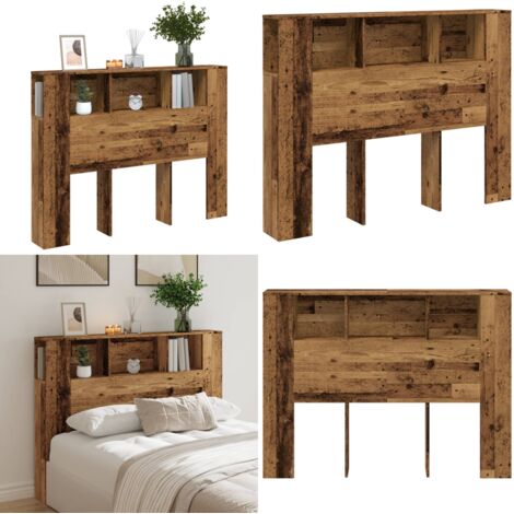 Cabecero armario madera ingeniería envejecida 140x18,5x102,5 cm - Armario de madera - Madera de ingeniería