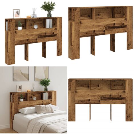 Cabecero armario madera ingeniería envejecida 160x18,5x103,5 cm - Armario de madera - Madera de ingeniería