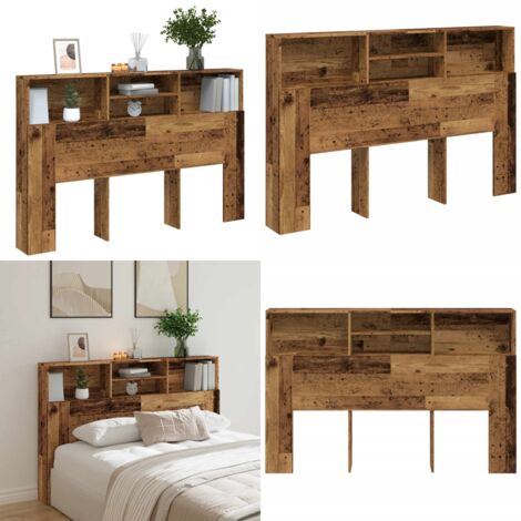 Cabecero armario madera ingeniería envejecida 160x19x103,5 cm - Armario de madera - Madera de ingeniería