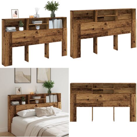 Cabecero armario madera ingeniería envejecida 180x19x103,5 cm - Armario de madera - Madera de ingeniería