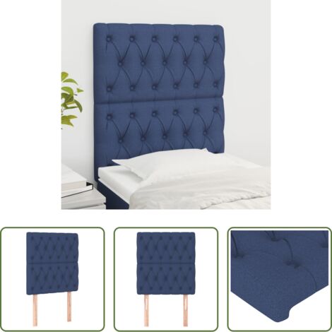 Cabecero azul -  Cabecero de cama de tela azul 80x7x118/128 cm