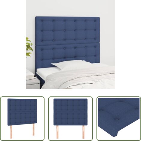 Cabecero azul -  Cabecero de cama de tela azul 90x5x118/128 cm