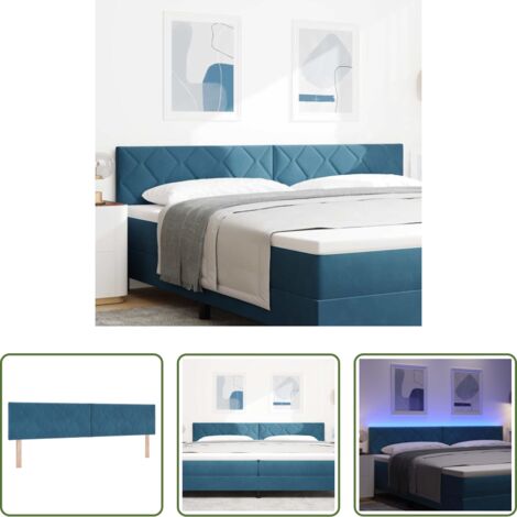 Cabecero azul oscuro -  Cabecero LED Azul Oscuro 200 cm Terciopelo