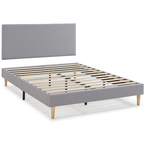 Cabecero + Base tapizada Aura 140x200 cm color Gris Claro, 30 cm altura