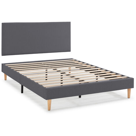 Cabecero + Base tapizada Aura 150x190 cm color Gris Oscuro, 30 cm altura