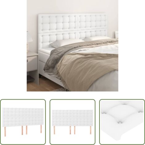 Cabecero blanco -  Cabecero de cama blanco 180x5x118/128 cm piel sintética