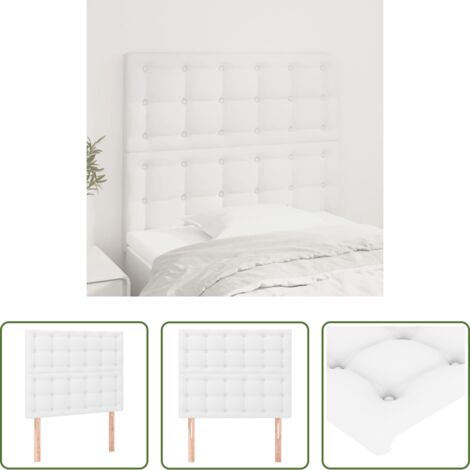 Cabecero blanco -  Cabecero de cama blanco 90x5x118/128 cm piel sintética
