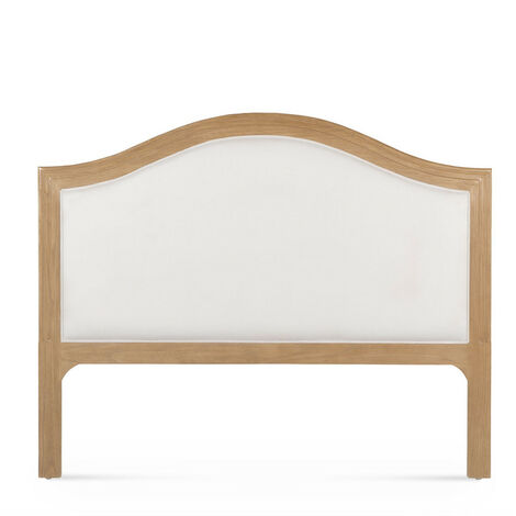 Cabecero cama Wabi Home color madera y tapizado beige claro
