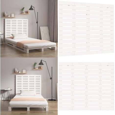 Cabecero cama de pared madera maciza pino blanco 141x3x91,5 cm - Cabecero de pared - Madera de pino