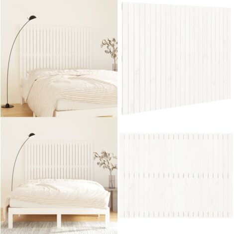 Cabecero cama de pared madera maciza pino blanco 146,5x3x110 cm - Cabecero de pared - Madera maciza