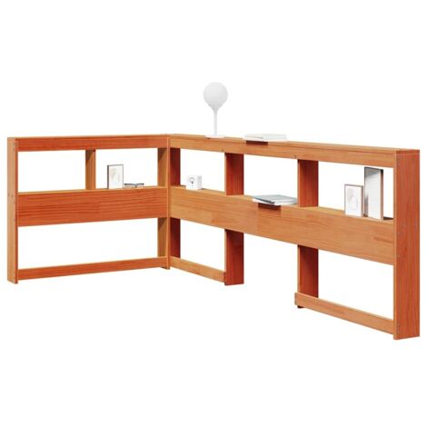 Cabecero cama estantería forma L marrón encerado 80 cm