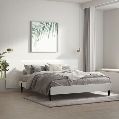 Cabecero cama madera contrachapada blanco brillo 240x1,5x80 cm