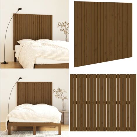 Cabecero cama pared madera maciza pino marrón 127,5x3x110cm - Cabecero de pared - Madera maciza
