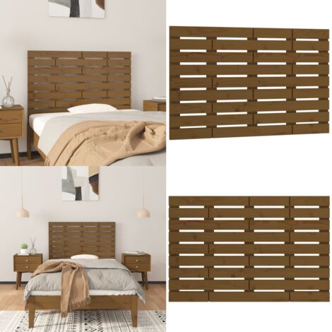 Cabecero cama pared madera maciza pino marrón miel 106x3x63 cm - Cabecero de pared - Madera maciza