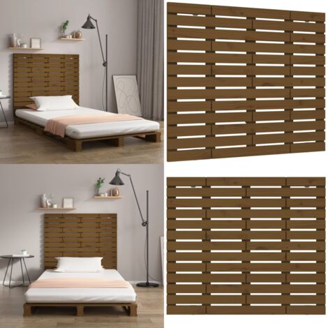 Cabecero cama pared madera maciza pino marrón miel 126x3x91,5cm - Cabecero de pared - Madera maciza