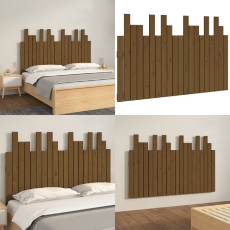 Cabecero cama pared madera maciza pino marrón miel 127,5x3x80cm - Cabecero de pared - Madera maciza