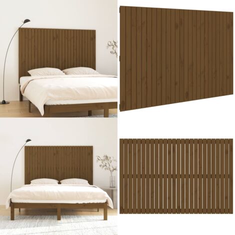 Cabecero cama pared madera maciza pino marrón miel 166x3x110 cm - Cabecero de pared - Madera maciza