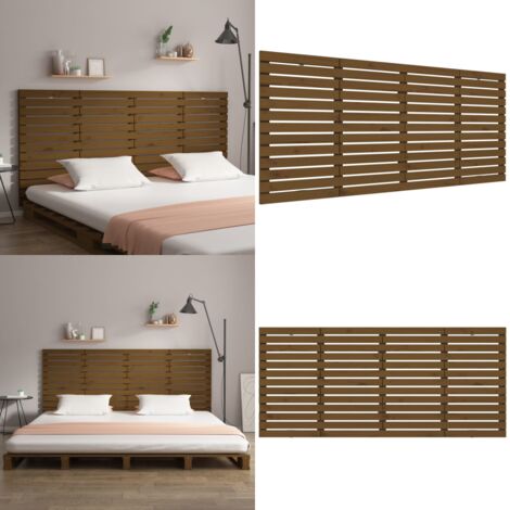 Cabecero cama pared madera maciza pino marrón miel 166x3x91,5cm - Cabecero de pared - Madera maciza