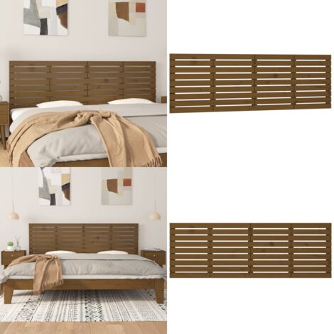Cabecero cama pared madera maciza pino marrón miel 206x3x63 cm - Cabecero de pared - Madera maciza
