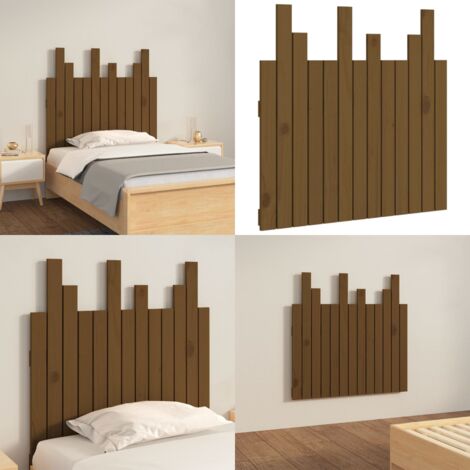 Cabecero cama pared madera maciza pino marrón miel 82,5x3x80 cm - Cabecero de pared - Madera maciza