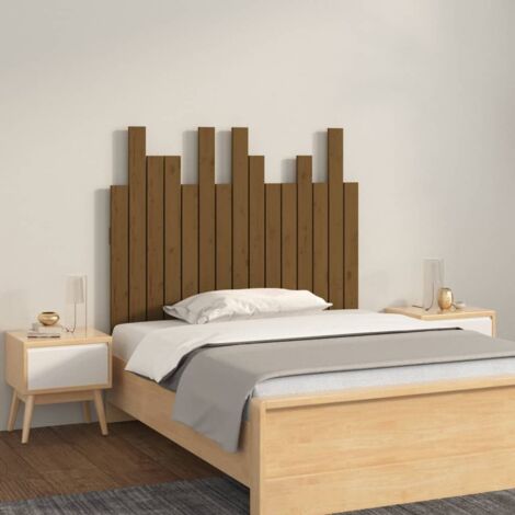 Cabecero cama pared madera maciza pino marrón miel 95,5x3x80 cm vidaXL