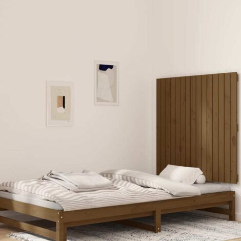 Cabecero cama pared madera maciza pino marrón miel 95,5x3x90 cm vidaXL