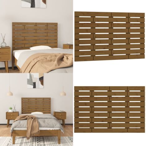 Cabecero cama pared madera maciza pino marrón miel 96x3x63 cm - Cabecero de pared - Madera maciza
