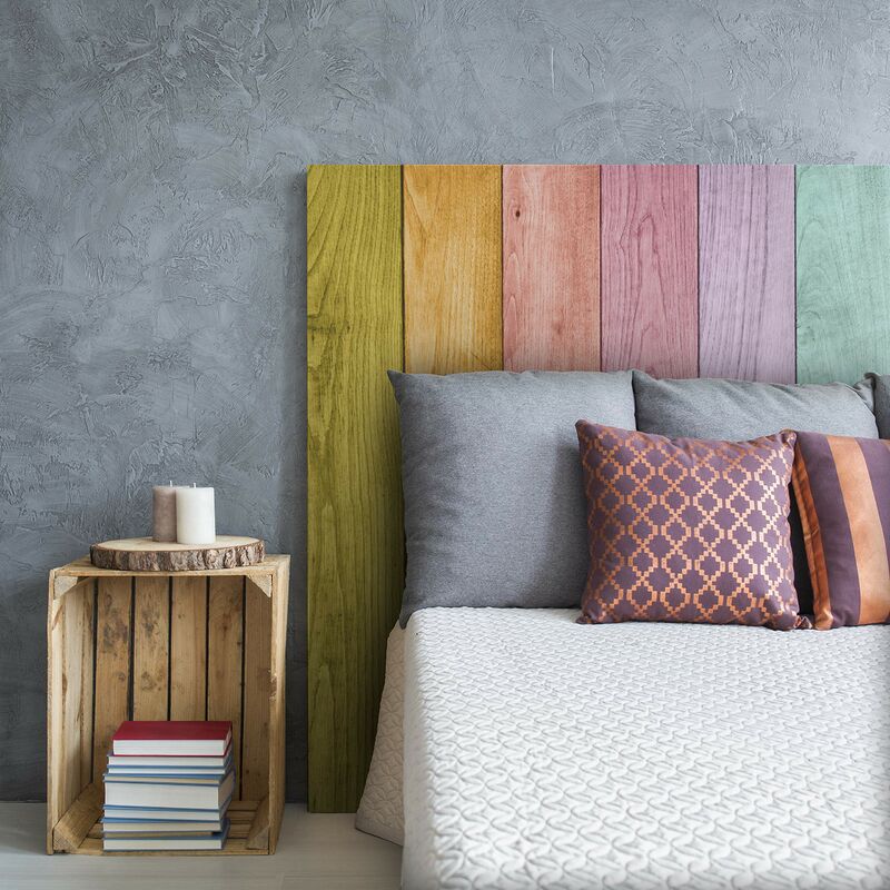 tête de lit PVC Lit décoratif économique en bois arc-en-ciel Tables Multicolores Différentes tailles (150 cm x 60 cm)