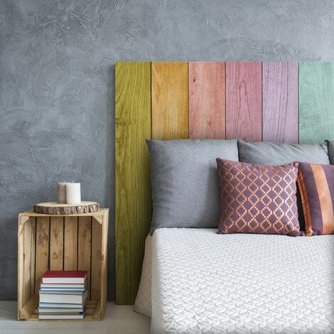 Cabecero Cama PVC Decorativo Económico Madera Tablas Arcoiris Multicolor Varias Medidas (150 cm x 60 cm)