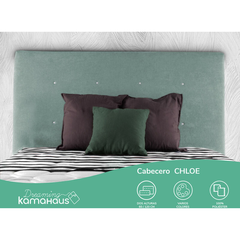 

Cabecero Chloe | Tapizado Tejido Nido | Antimanchas 145 x 60 cm | Para camas de 135 cm Color Nido 16/Menta