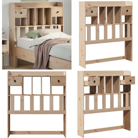 Cabecero con almacenaje 90 cm Madera maciza de pino - Almacenamiento en cama - Cabecero de madera