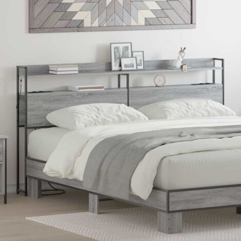 Cabecero con estante Gris  200 cm Madera contrachapada