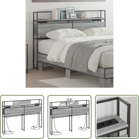 Cabecero con estantes -  Cabecera de almacenamiento con estante Gris sonoma 160 cm