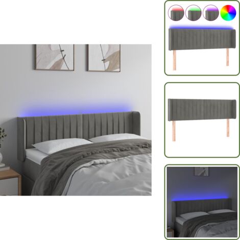 Cabecero con LED  Cabecero de Cama para dormitorio  estilo moderno  de terciopelo gris claro 147x16x78/88 cm ES80404A