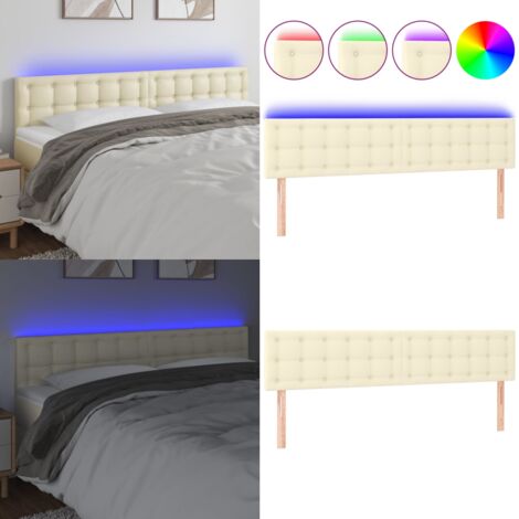 Cabecero con LED cuero sintético color crema 160x5x78/88 cm - Cuero sintético - Luz LED
