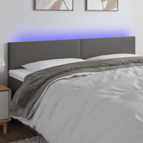 Cabecero con LED cuero sintético gris 200x5x78/88 cm vidaXL